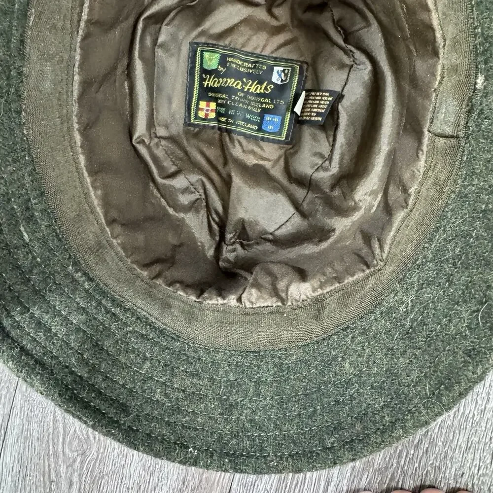 Hanna Hats Men's Donegal Tweed Original Irish Walking Hat Size Medium Green Wool